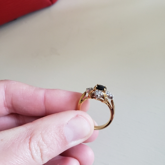 Costume Black Onyx and Diamond Gold Tone - Picture 5 of 5